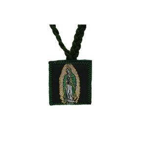Our Lady of Guadalupe and St Jude Rope Necklace Scapular Handmade Knotted Green